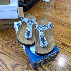 Brand New Gizeh Snakeskin Print Birkenstocks 38